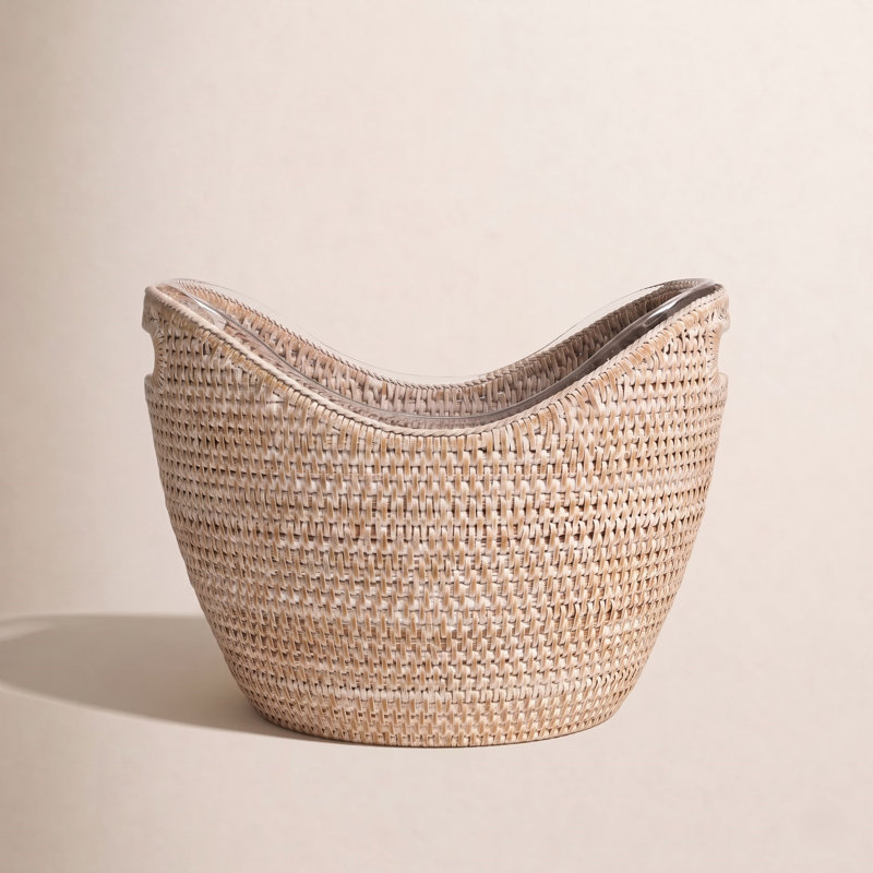 Jayleen Rattan Beverage Tub, Whitewash