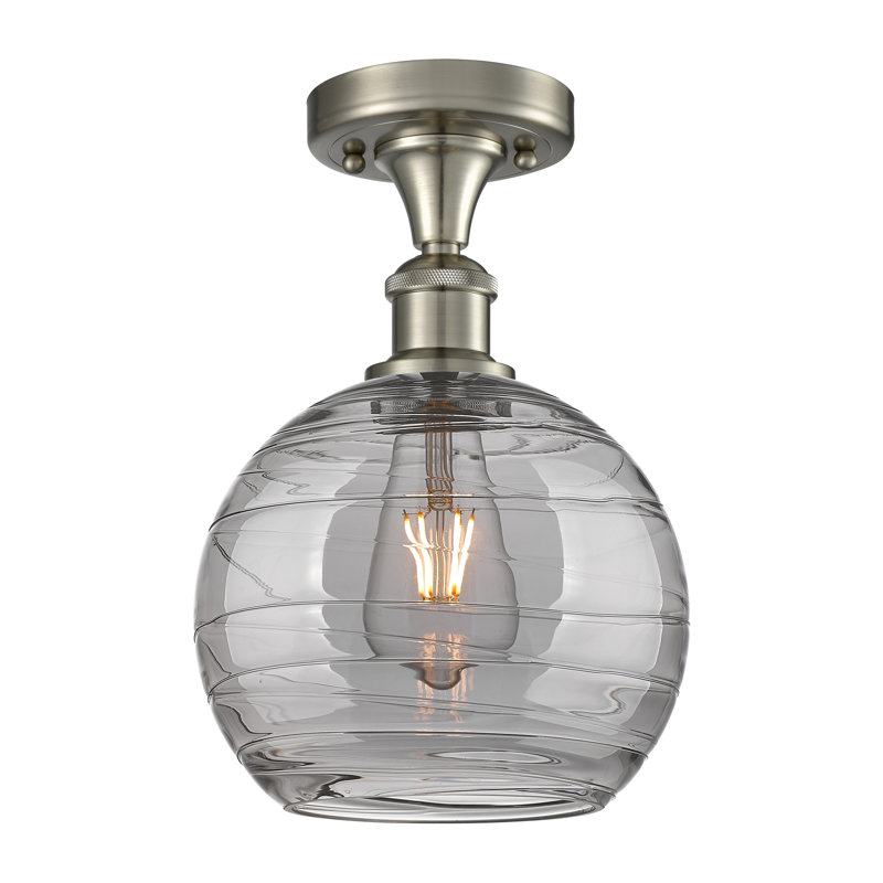 1 - Light Semi Flush Mount, Satin Nickel, 11.13" H x 5.88" W x 5.88" D