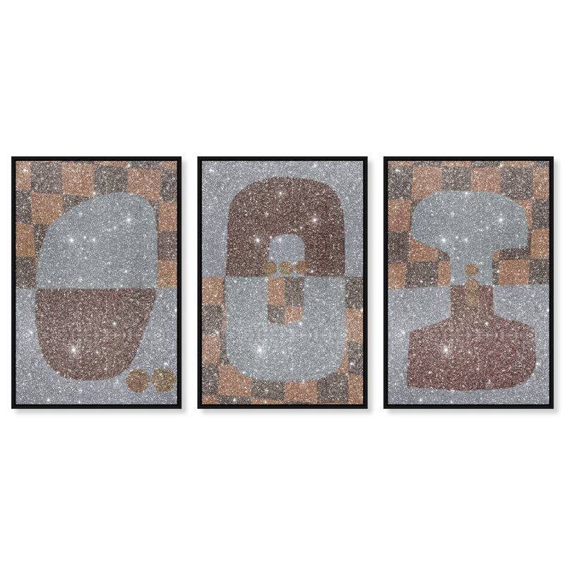 Checkered Dominos Set Set by Oliver Gal, 55" H x 37" W, Black Floater Frame