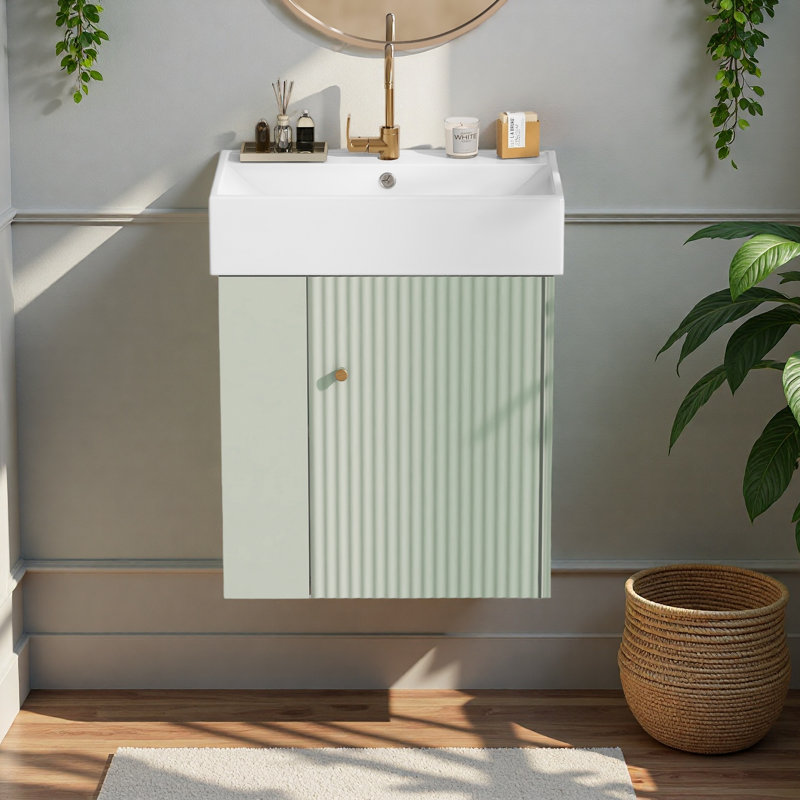 21.6 Inch Modern Floating Bathroom Vanity, Green