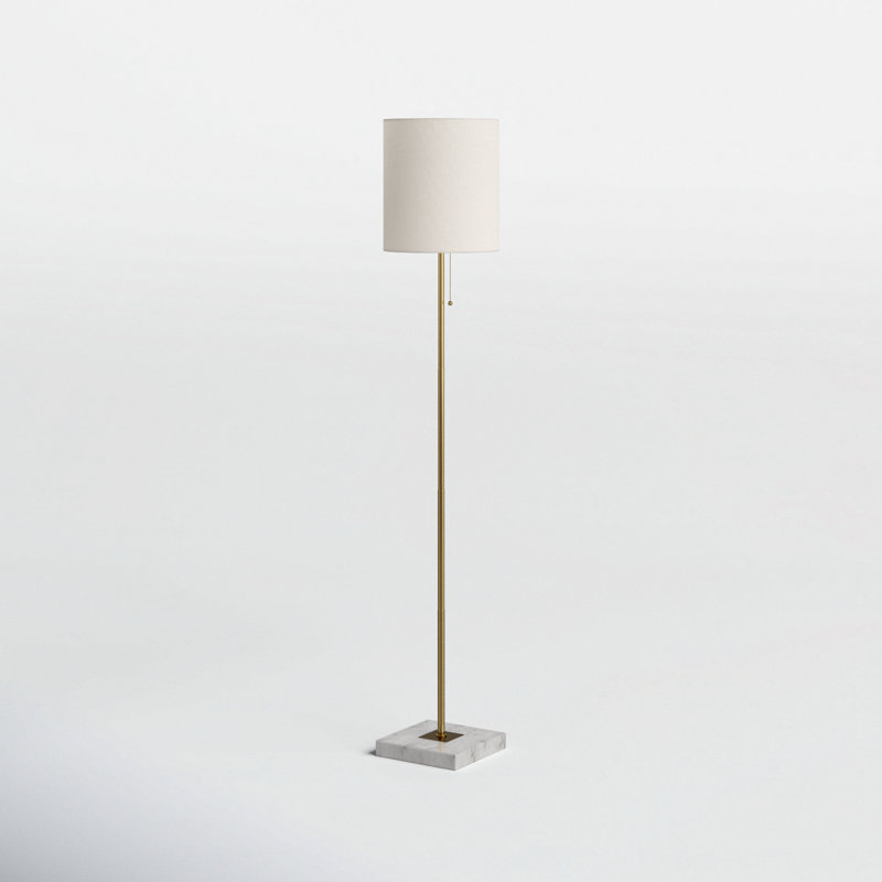 Reed 62'' White Marble Traditional Floor Lamp, Antique Brass