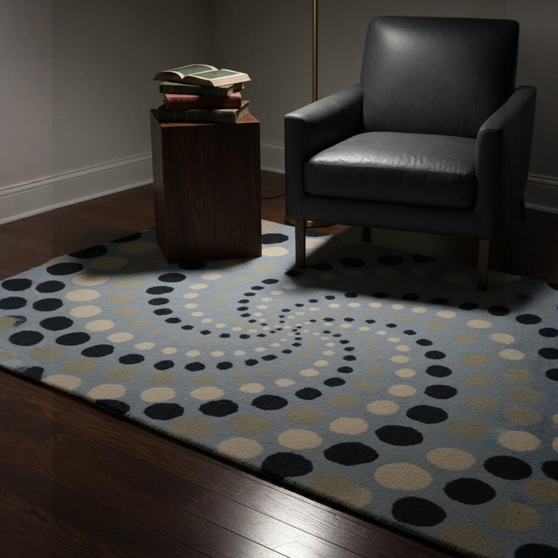 Tapis bleu en laine touffeté à la main Kerrell, 5 pi x 7 pi