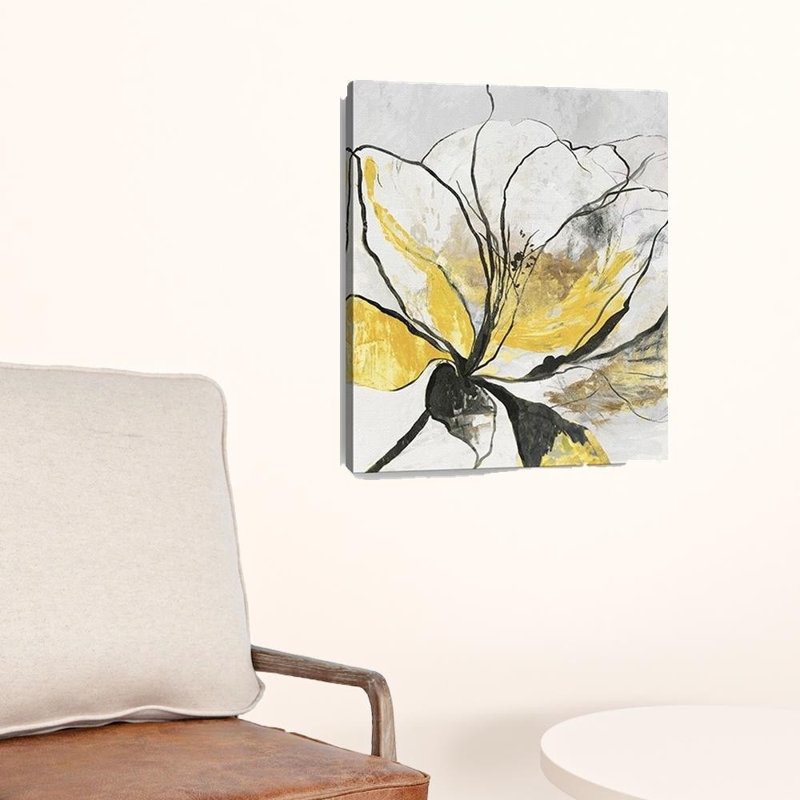 20 ", art mural moderne sur toile jaune et noire