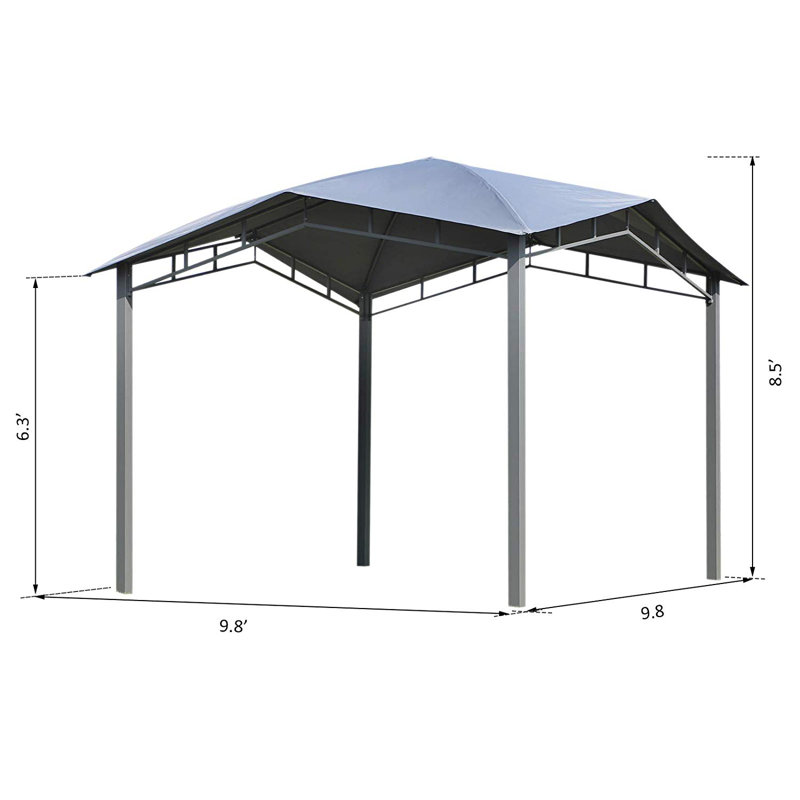 Outsunny 10' x 10' Soft Top Patio Gazebo Outdoor Canopy with Unique Geometric Design Roof, All-Weather Steel Frame, Gray