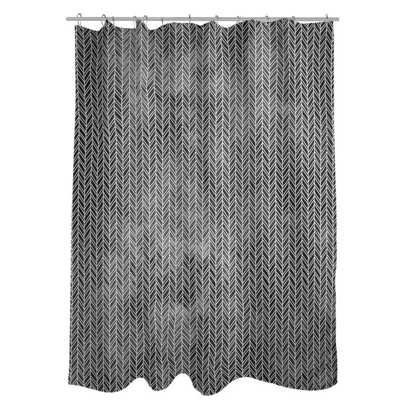 Rideau de douche Katelyn Elizabeth Ombre - Style géométrique moderne, Noir