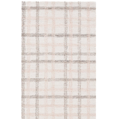 Ilaya 141 Hand Tufted Wool/Cotton Plaid Indoor Use Only Rug in Beige/Ivory