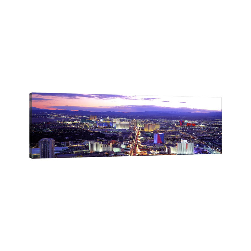 Dusk Las Vegas NV USA 1 Piece Wrapped Canvas Panoramic Wall Art, 121.92 cm H x 40.64 cm W x 1.91 cm D