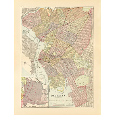 Carte de Brooklyn - reproduction sur toile tendue