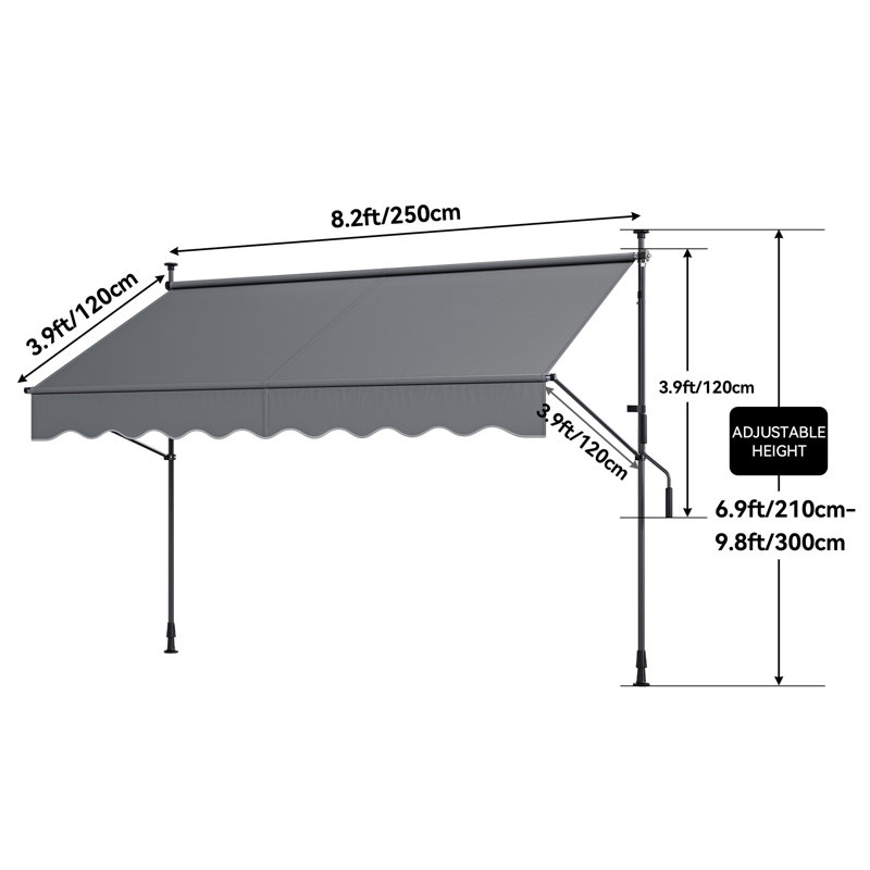 Auvent de terrasse rétractable H 118,1 po Edrosie Inc, H 118,1 po x l 98,4 po x P 47,2 po