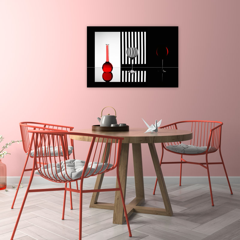 Reproduction d'art géométrique abstraite rouge, H 24 po x l 36 po