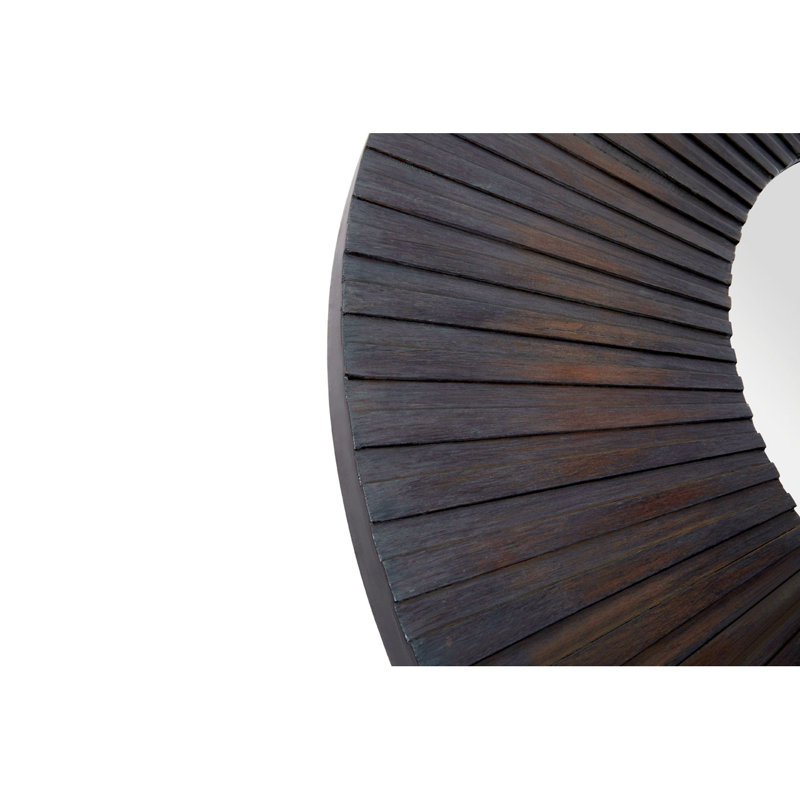 Pazar Solid Wood Flat Wall Mirror, Antique Wood