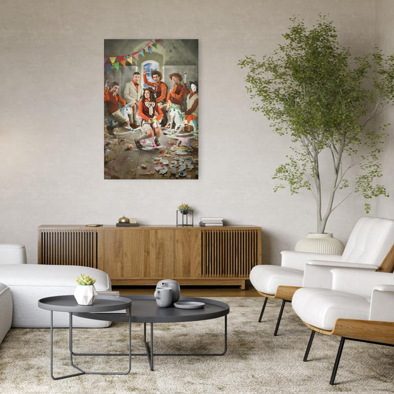 «Cowboy Rocking Horse Chaos Playful Retro surreal Horse», impression murale, 48" H x 32" W