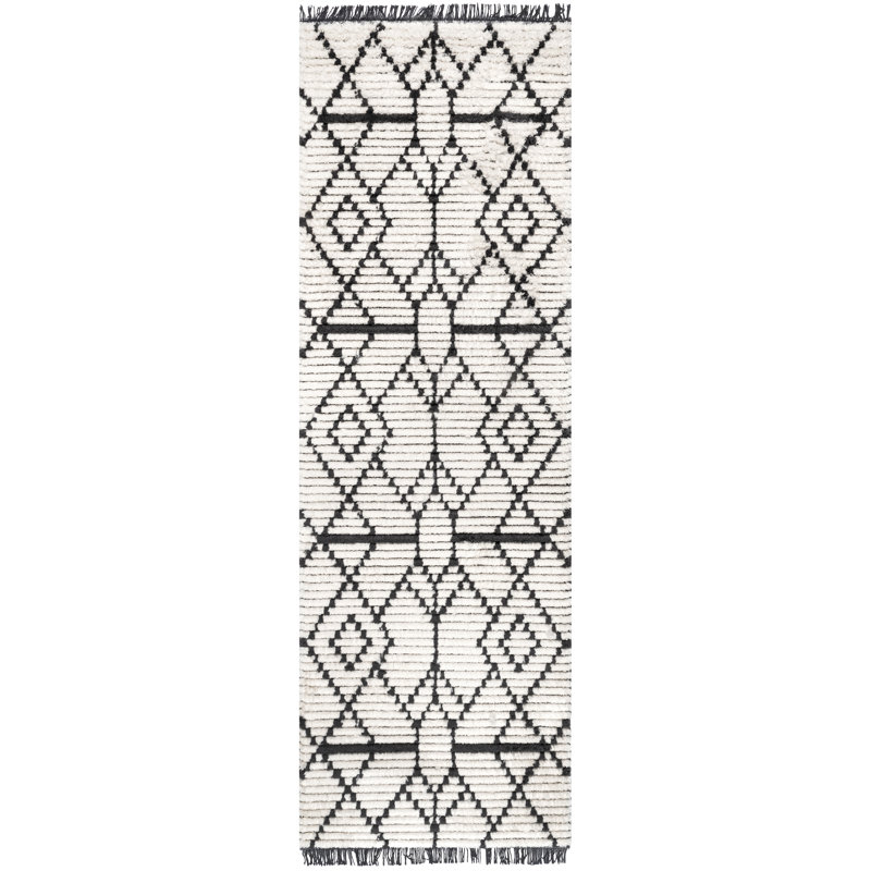 Tapis beige à poils longs texturé Nola, Tapis de couloir 2 pi 8 po x 8 pi