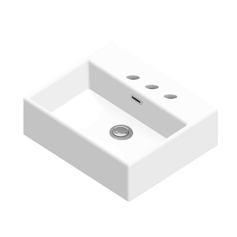 Lavabo de salle de bain rectangulaire en céramique blanc mat, Centres de 8 po