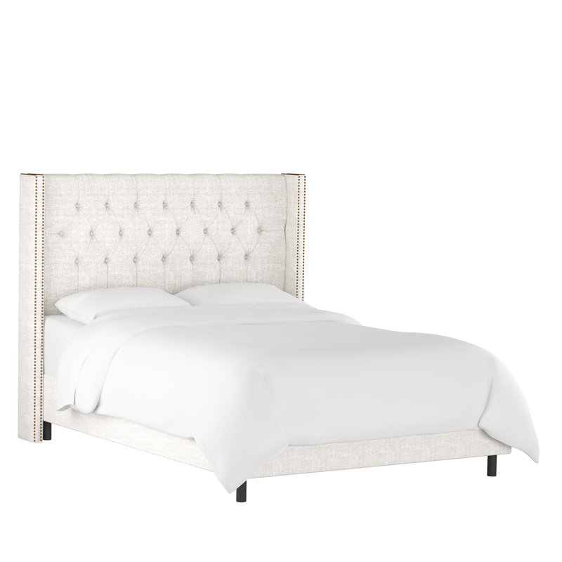 Casstown Upholstered Bed, Queen, Zuma White Textured Linen