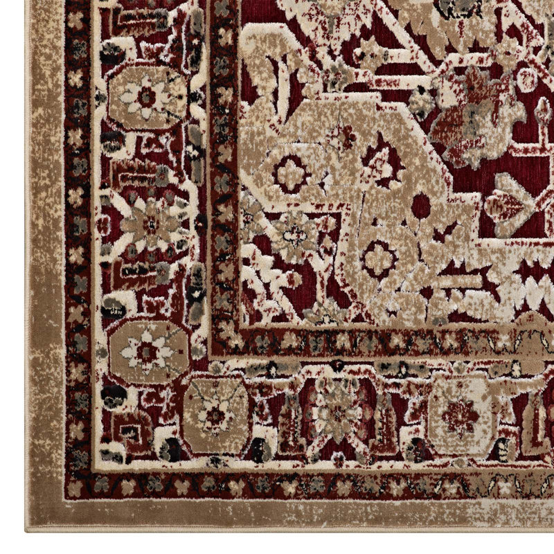 Modway Grania Ornate Vintage Floral Turkish Area Rug, Rectangle 5'3" x 7'6"