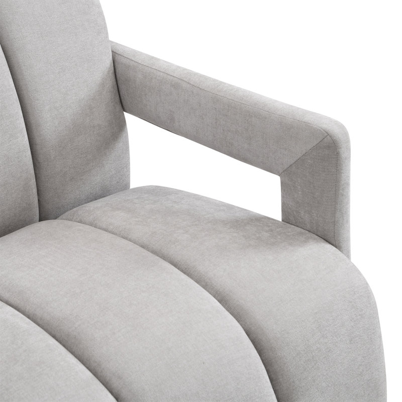 Ensemble de 2 fauteuils avec accoudoirs en forme de L et tissu en polyester Modern Minimalist Leisure, Gris, 1