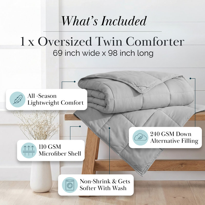 Édredon surdimensionné en duvet synthétique facile d'entretien avec bordure passepoilée et boucles aux coins Vilano Springs®