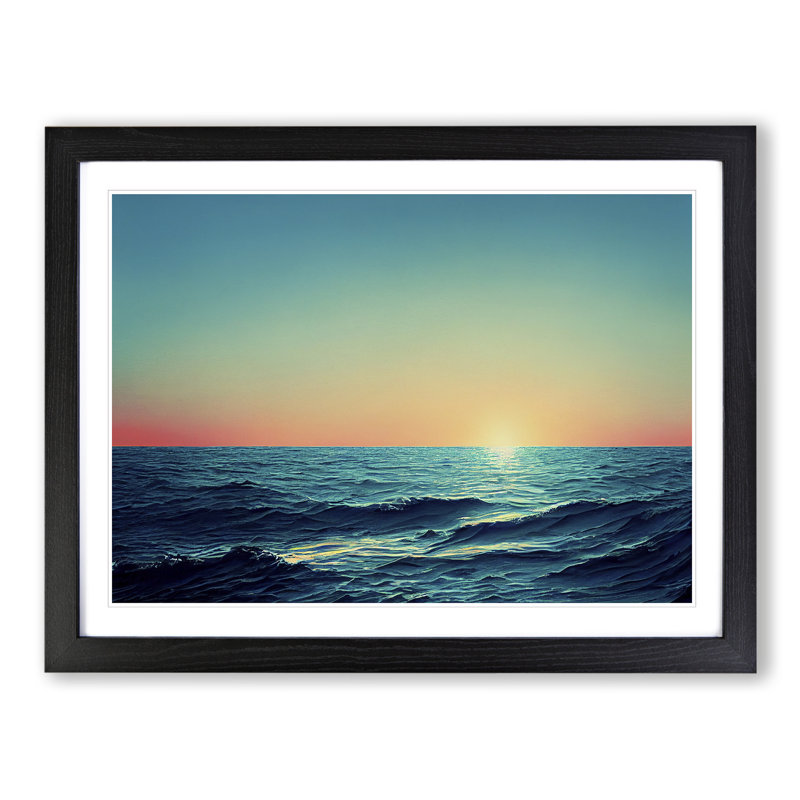 Ocean Sunset - Framed Print, 25cm H x 34cm W x 2cm D, Black