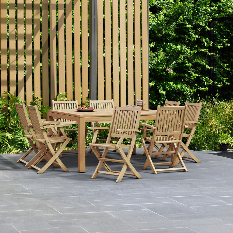 Anautica 8 - Person Teak Wood Patio Dining Set with Square Table