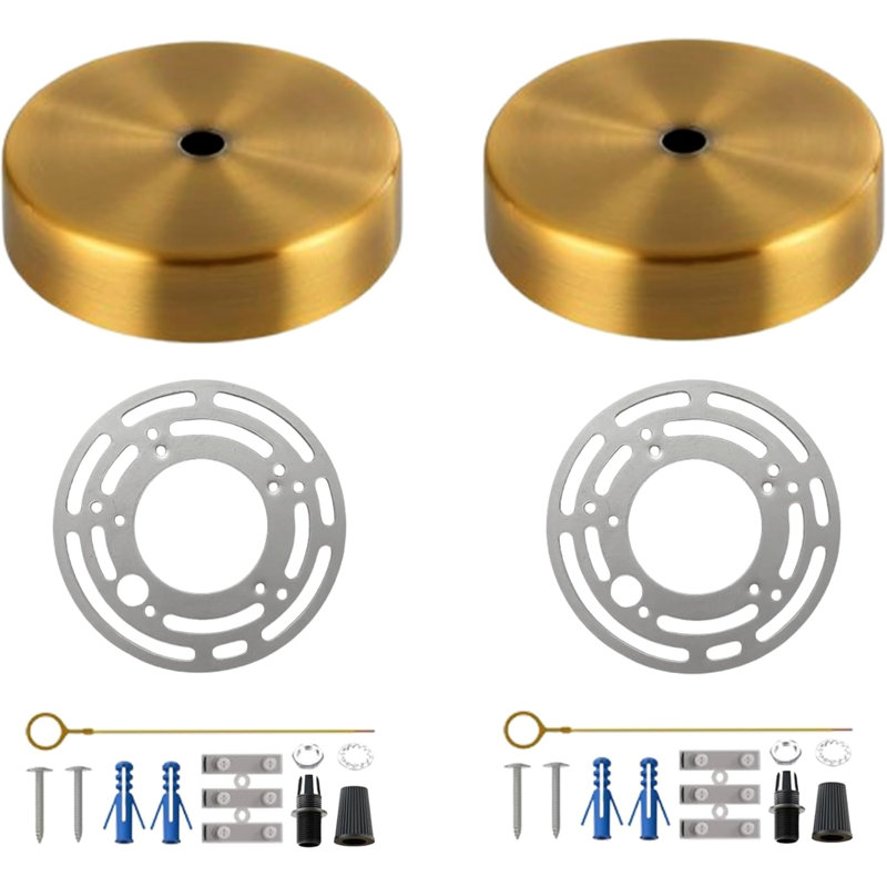 2 Pack Ceiling Canopy Kit 12cm Round Metal Ceiling Rose Plate Cover with Mounting Accessories for Pendant Light Chandelier Fixture Indoor Lighting Projects