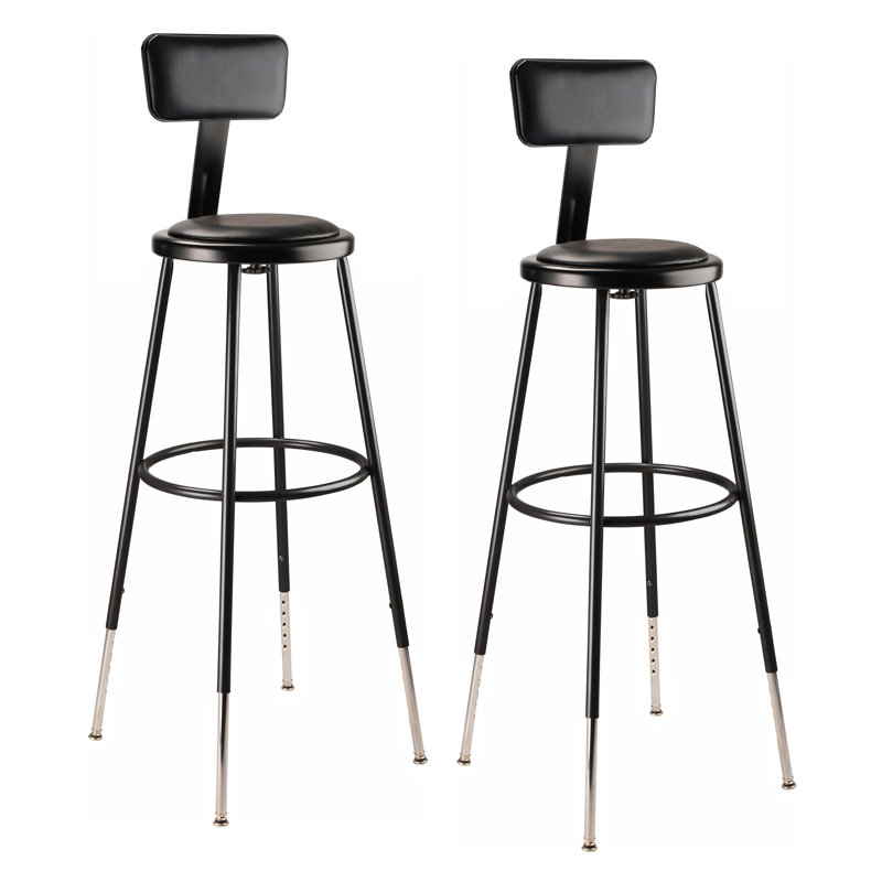 Tabouret de laboratoire à hauteur ajustable, 32" - 39", Noir