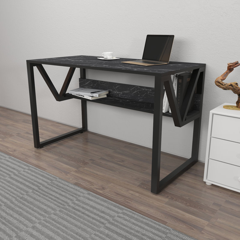 Lona 120Cm W Rectangular Computer Desk, Green, Black