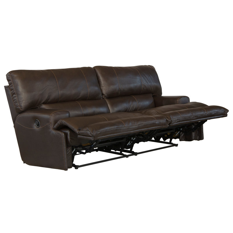 Anjuman 93" Leather Match Reclining Sofa, Chocolate Leather Match, Manual, No