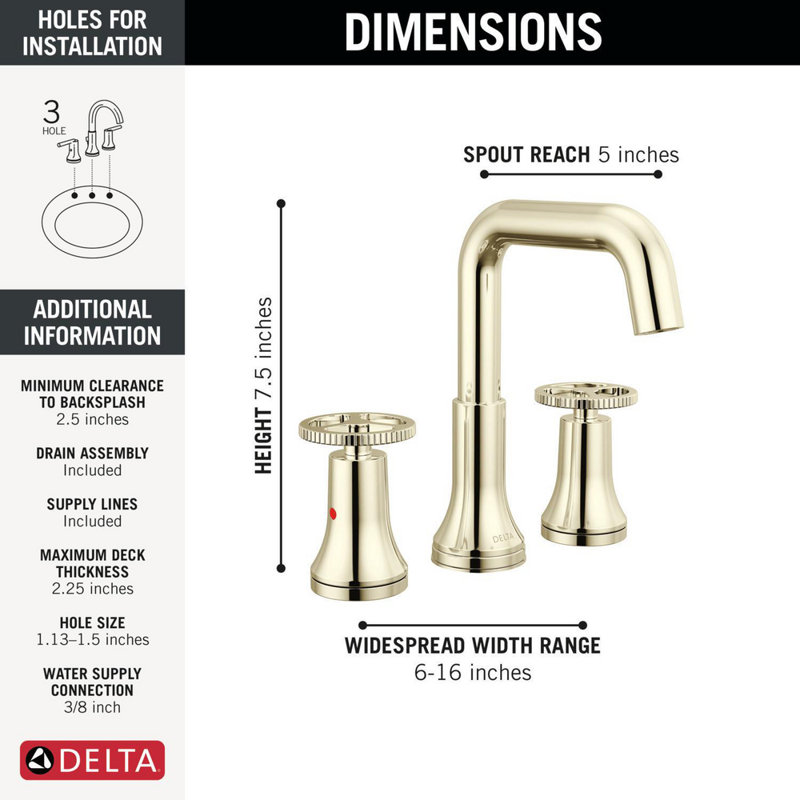 Two Handle Widespread Bathroom Faucet, Polished Nickel