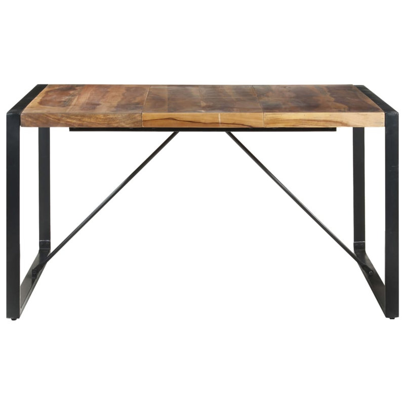 Dezi Dining Table 140x140x75 cm Solid Wood, Black, Dark Brown