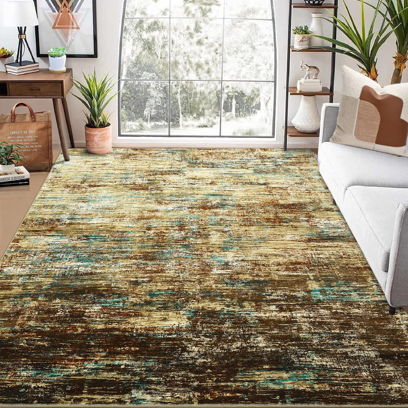 Non-Slip Machine Washable Area Rugs, Modern Abstract Rug with Non-Slip Backing for Living Room Bedroom Dining Room