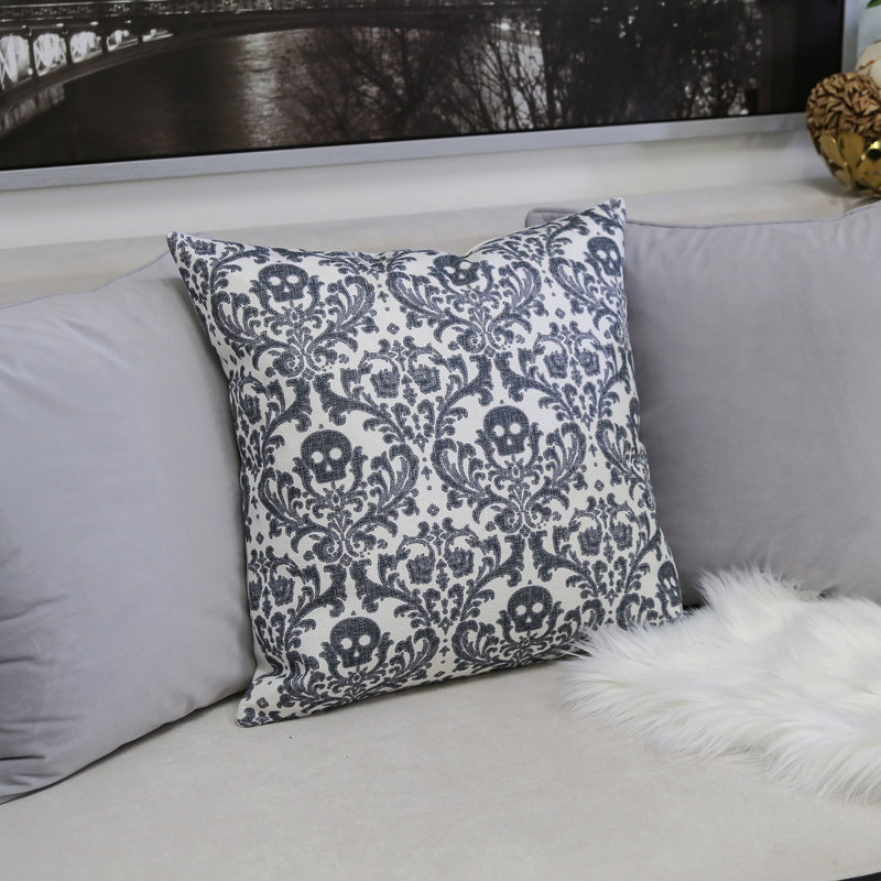 Coussin Baroque Skull - Coussin décoratif noir et blanc