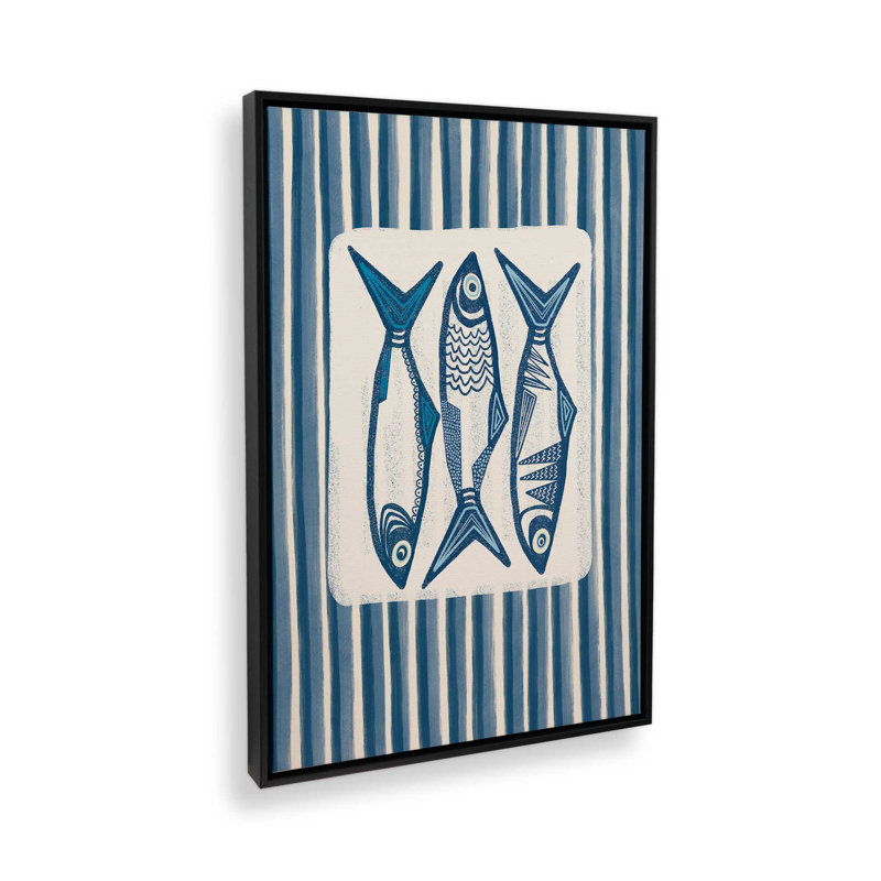 Reproduction d'art côtier moderne, "Sardines" par Alicia Bock, reproduction d'art, H 40 po x l 30 po, Noir