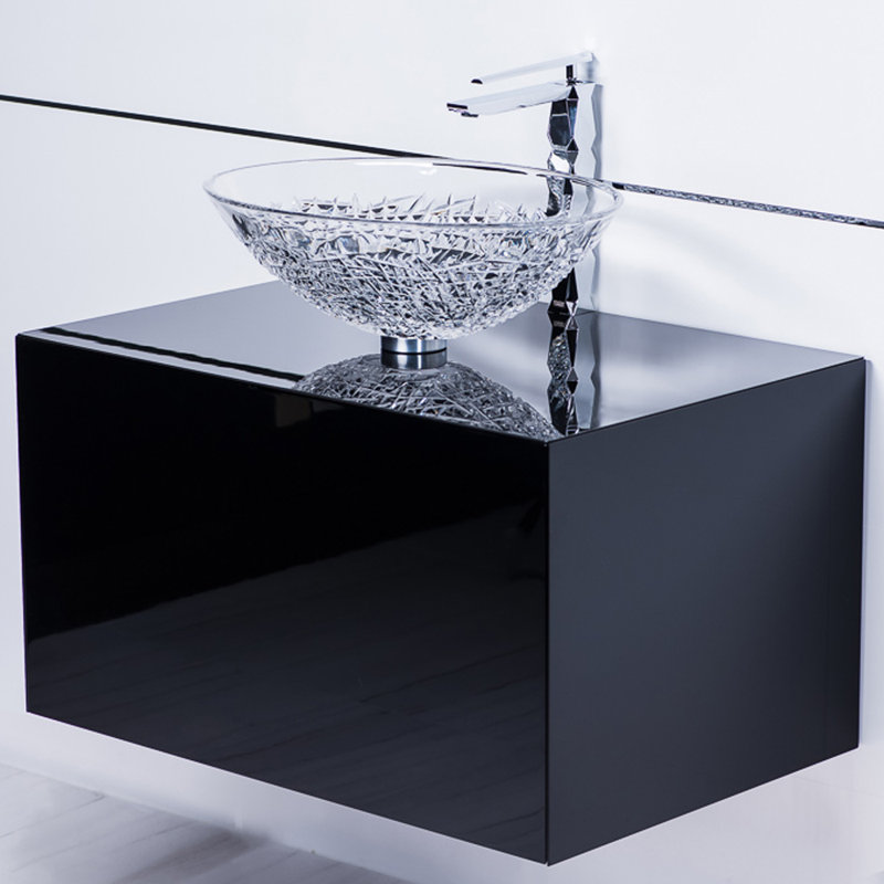 Mia 30.0 '' W Single Vanity, Lacquered, Black
