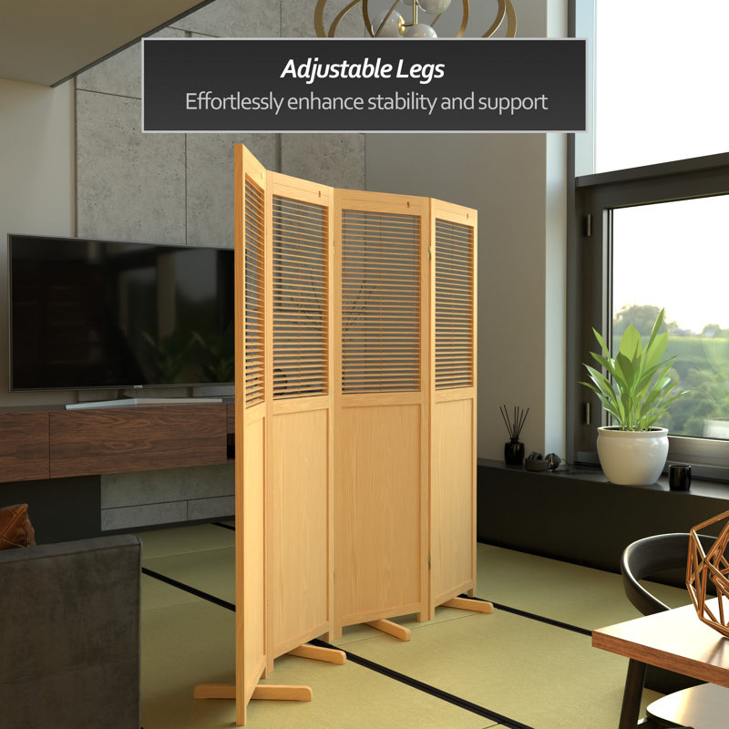 6 Ft. Tall Adjustable Shutter Room Divider Natural 6 Panel, Natural, 4