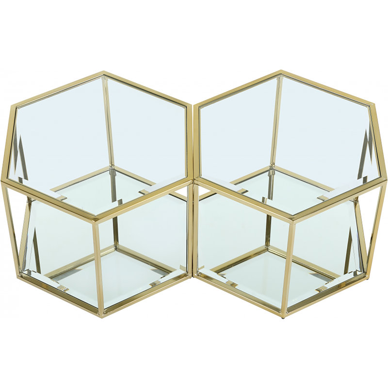 Sei Floor Shelf Coffee Table with Storage, Gold