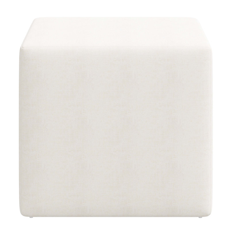 Bence Upholstered Ottoman, Zuma White Textured Linen