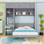 Lit escamotable mural avec tablettes de rangement, tiroir et bureau-1923411904-1923411933