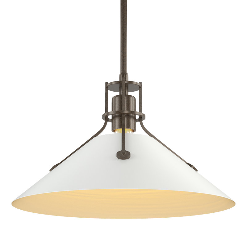 Henry 1 - Light Single Cone Pendant, Bronze, White, 56.3'' H X 14.4'' W X 14.4'' D