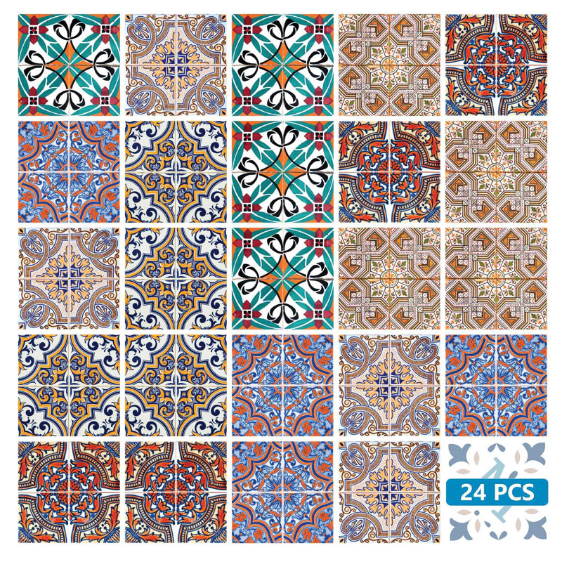 Carrelage mosaïque auto-adhésif en vinyle 6 po x 6 po (ensemble de 24)