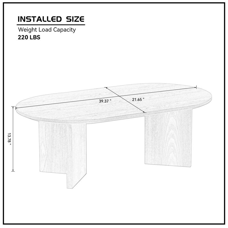 39.37" MDF Oval Coffee Table, Black