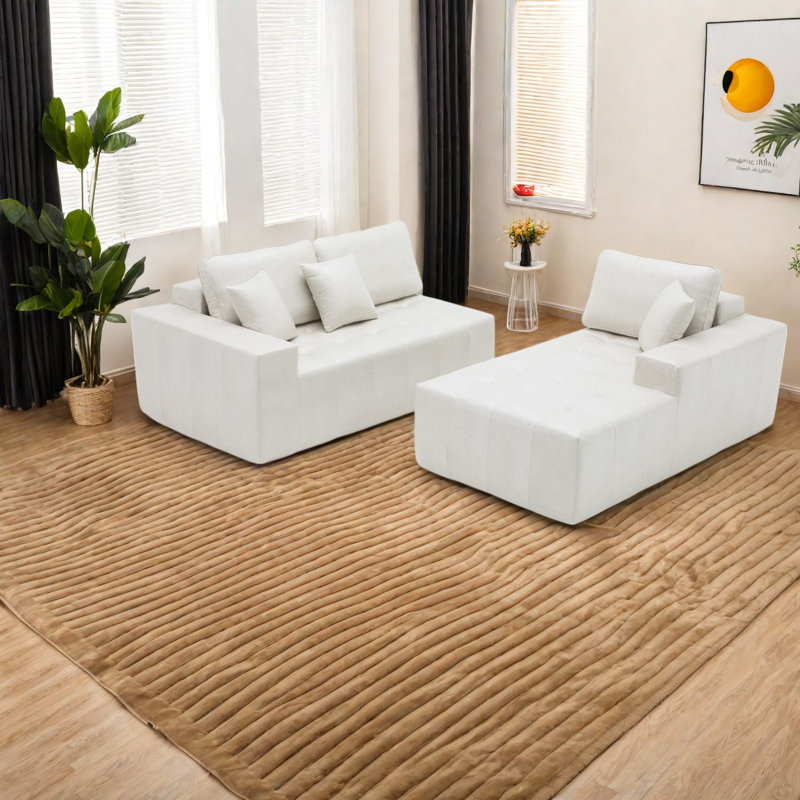 Canapé-lit modulaire à compression en L en similicuir pour maison moderne