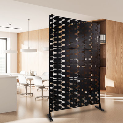 76" H48" W Outdoor Privacy Screen Metal - Stylish For Patio, Balcony, Garden Freestanding Fence Black Decorative Dressing Rooms & Indoor