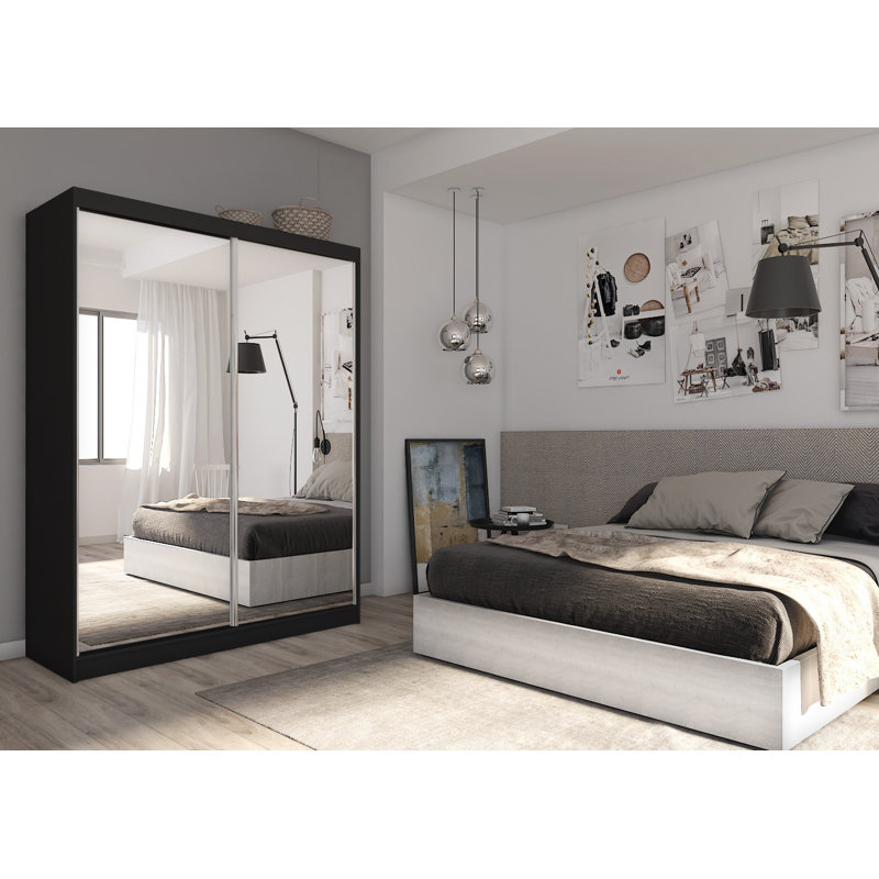 Haddy 2 Door Manufactured Wood Wardrobe, Black