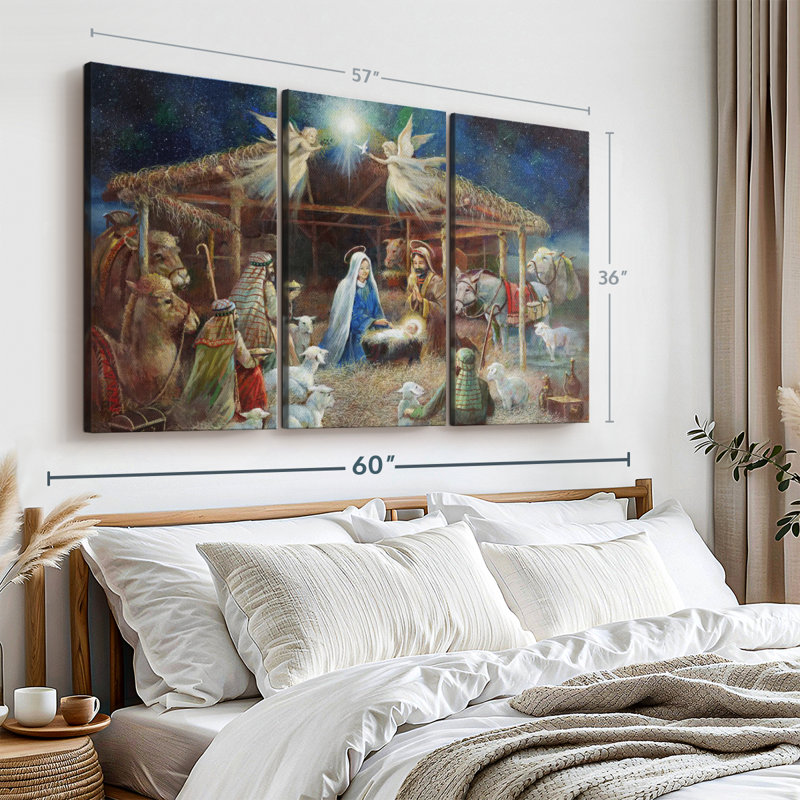 "La Nativité II" sur toile, H 36 po x l 57 po x P 1,25 po