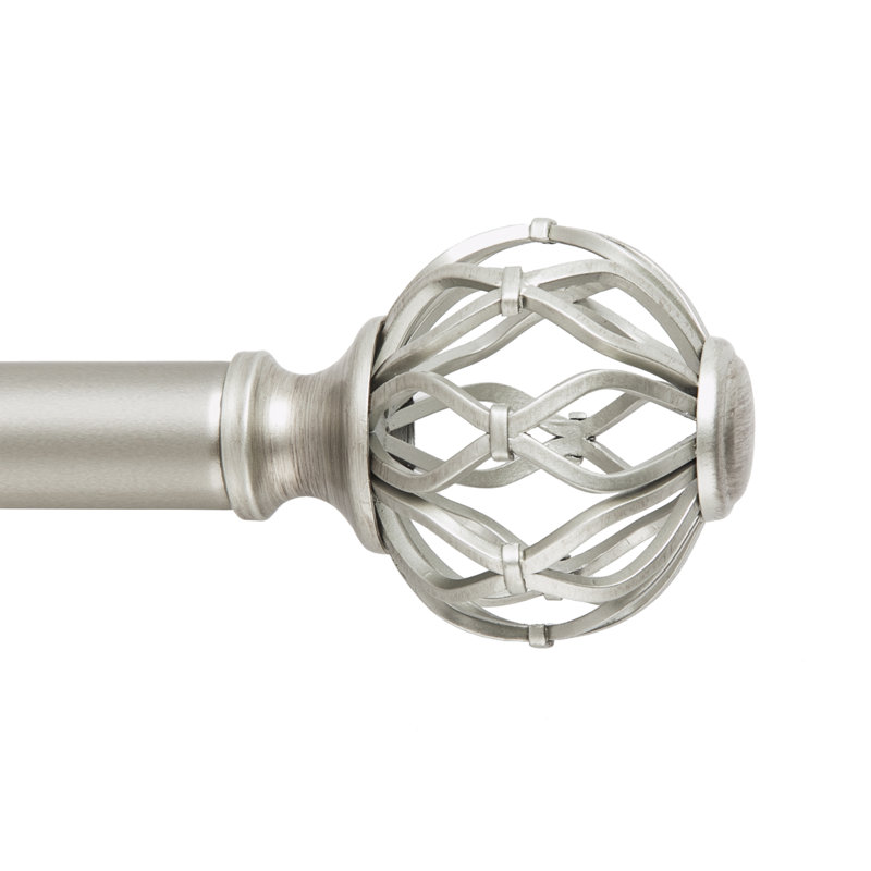 Aiden Steel Adjustable Single Curtain Rod, 36" - 72", Aged Nickel