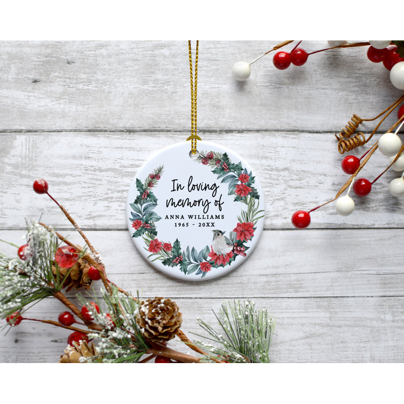 Ornement de Noël personnalisé avec couronne de poinsettia 20x