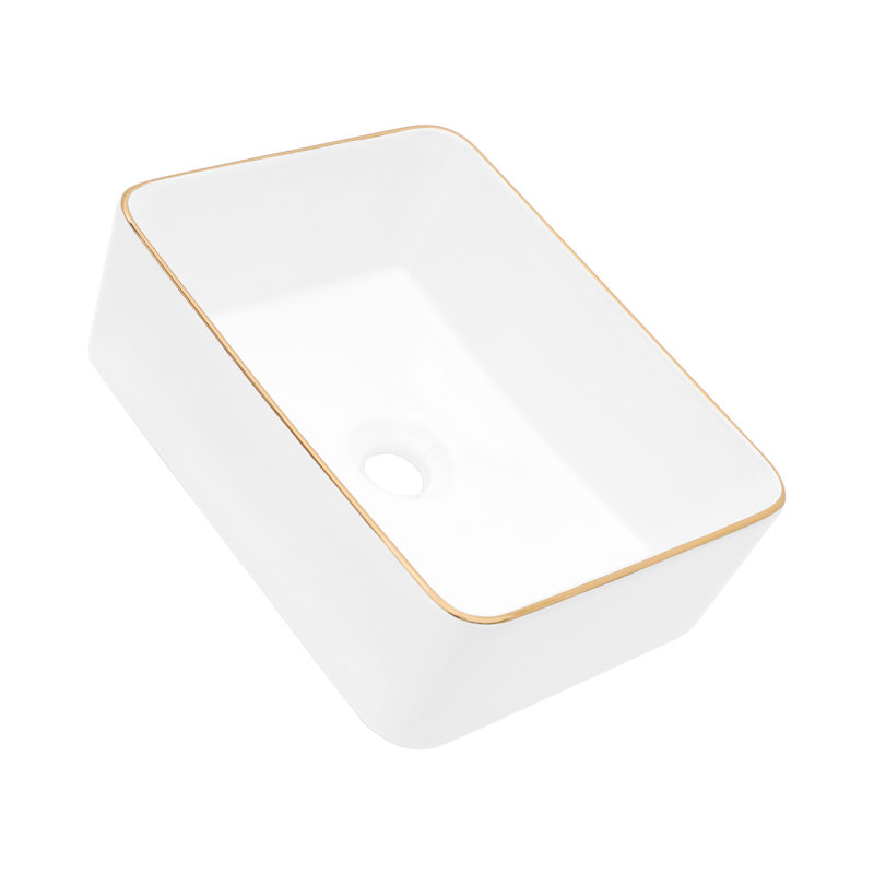 Lavabo vasque de salle de bain rectangulaire moderne en céramique 16 po x 12 po blanc - teinté, installation de comptoir, résistance, fixation