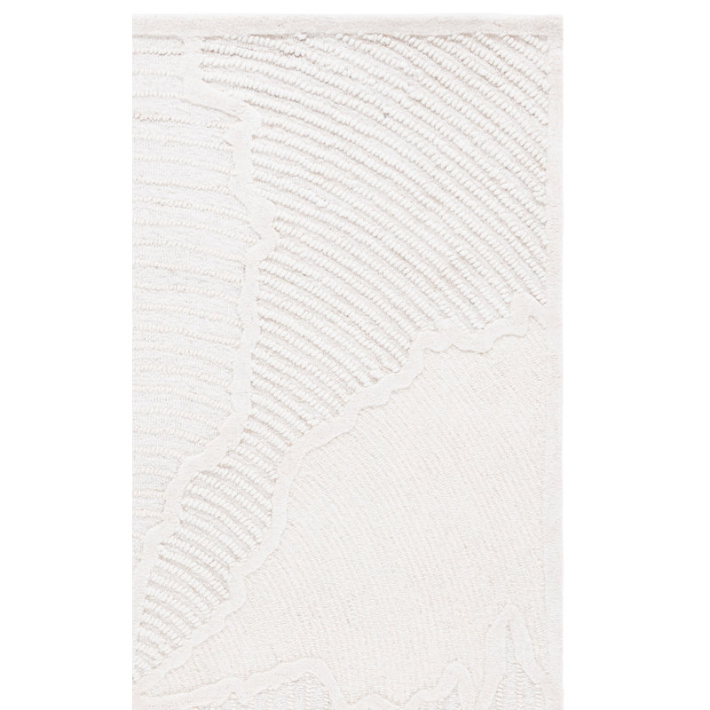 Abstract Hand Tufted Wool; Cotton Abstract Indoor Rug, Rectangle 5' x 8'