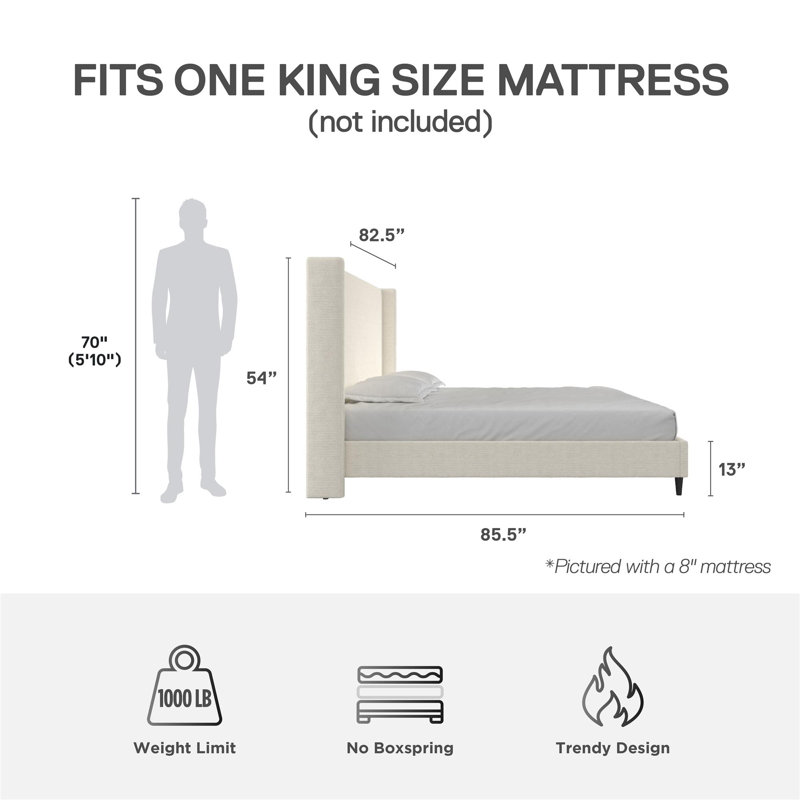 Birzer King Upholstered Wingback Bed